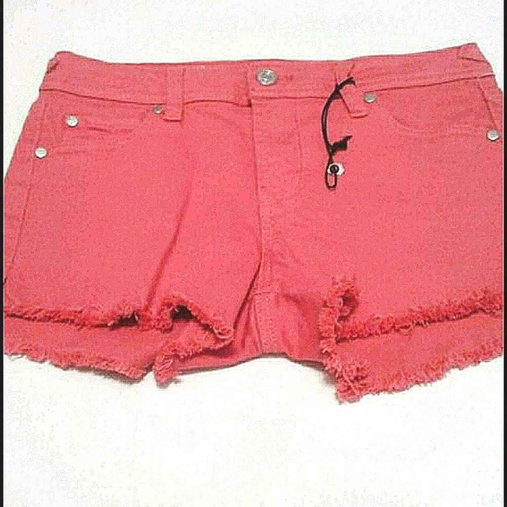 CP Jeans Boho Salmon Frayed Hem Beachy Vacation Jean Shorts Juniors 3